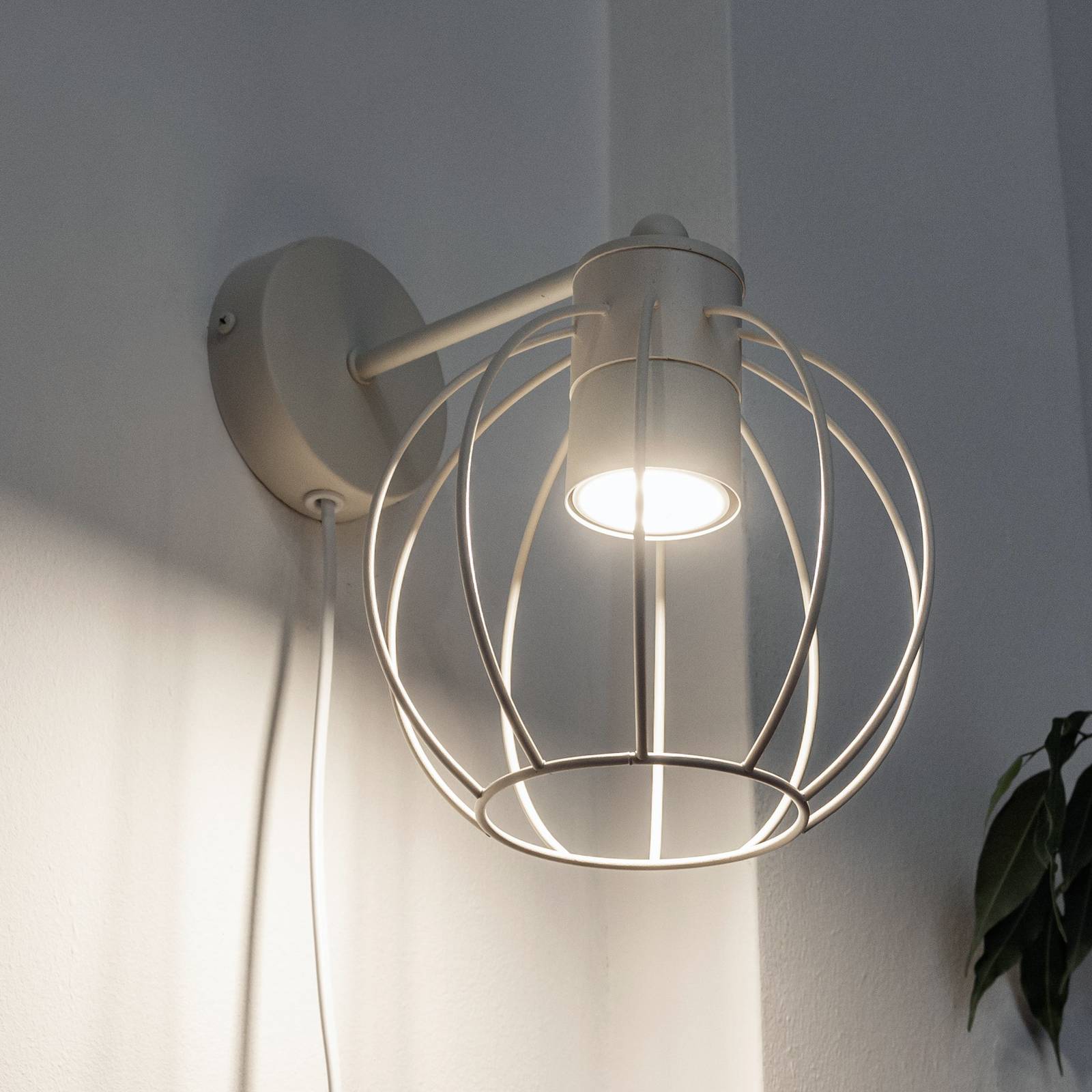 Wandlampe STARLIGHT, cremeweiß 1-flg. Ø 18 cm Metall Stecker günstig online kaufen
