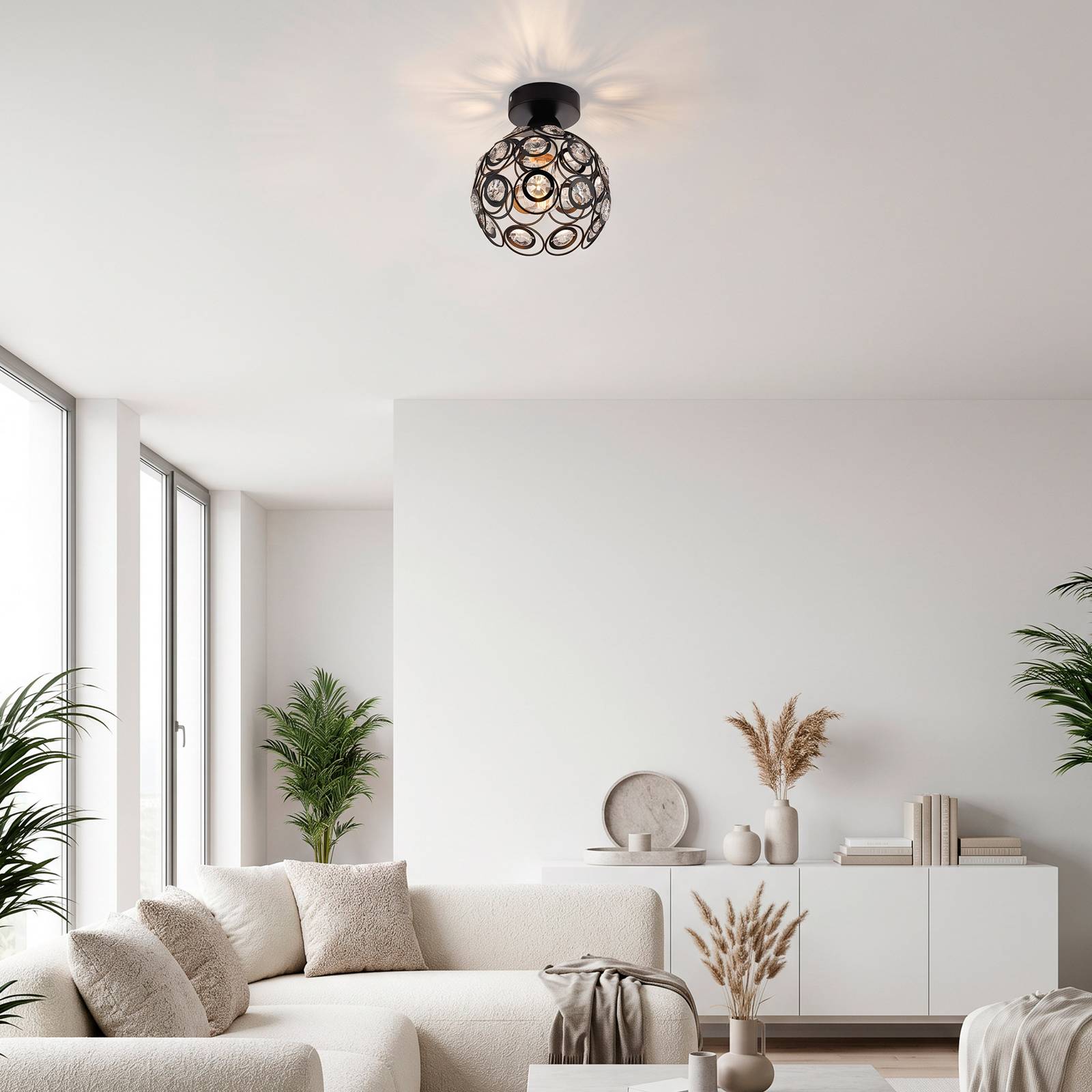 Lampa sufitowa Tilly, czarna, żelazo, Ø 18,5 cm, E27