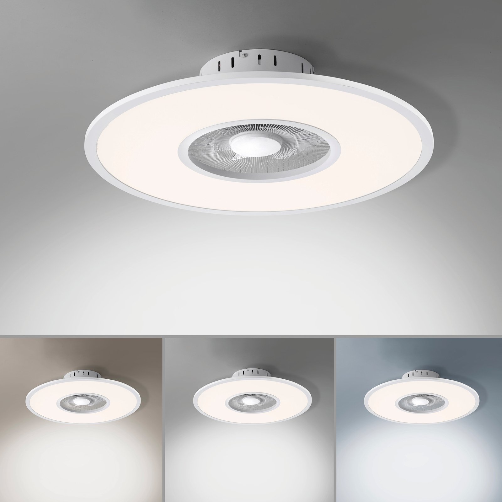 LED stropní ventilátor Flat-Air, CCT, bílý, Ø 59,5 cm
