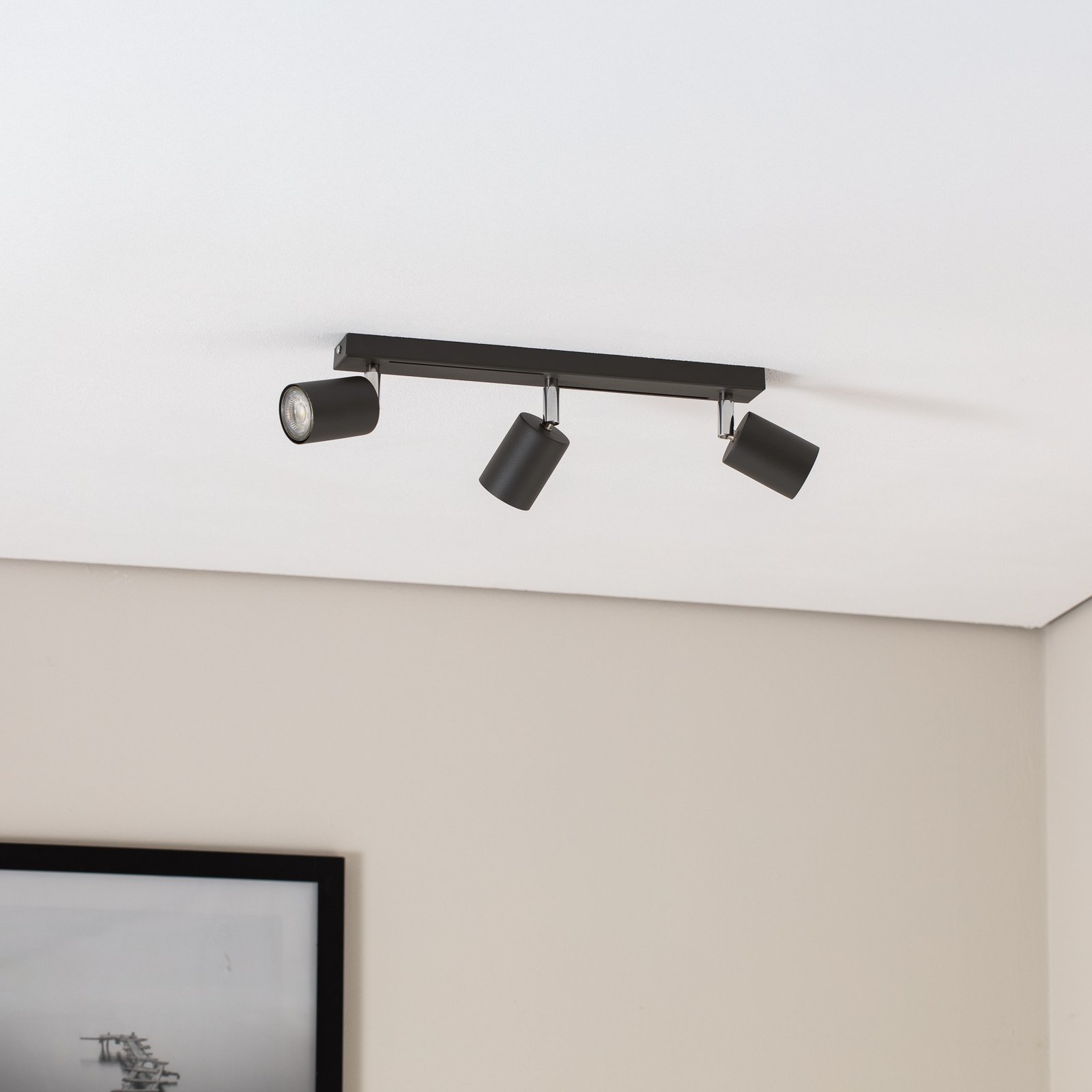 Spot plafond Jarek anthracite/chromé, à 3 lampes