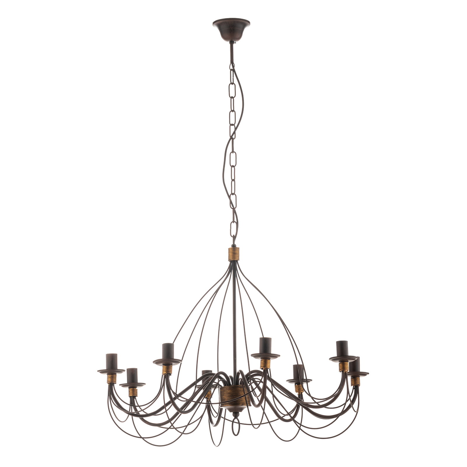 Chandelier FIAMMA Marrone 8-bulb without lampshades
