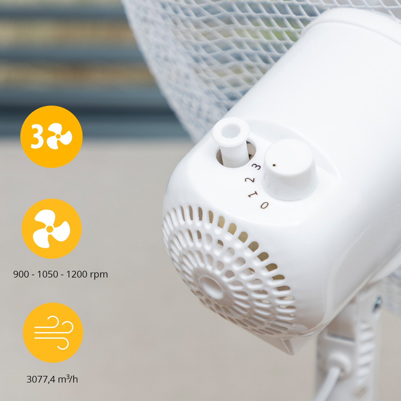 White table fan VE-5727 with 3 settings