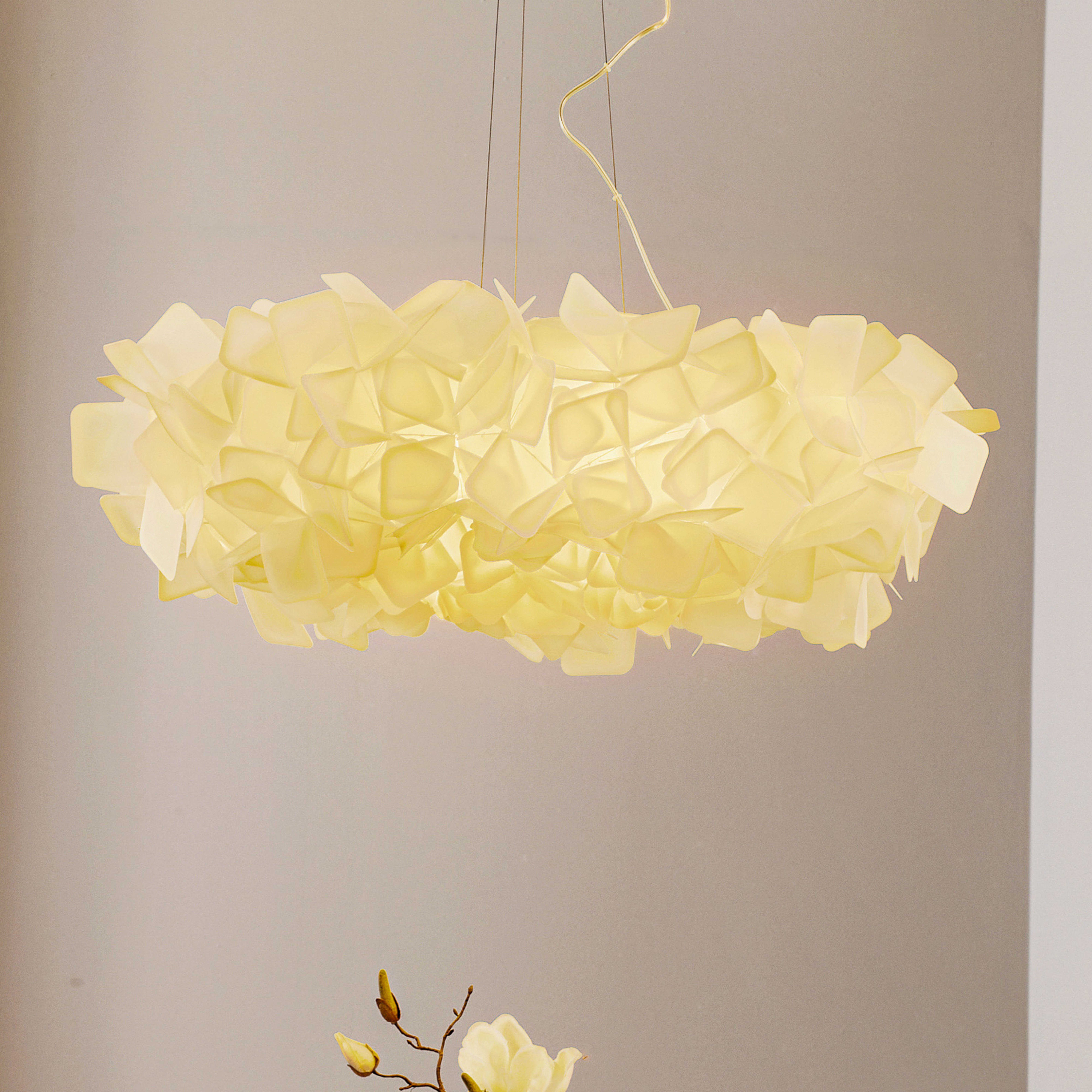 Candeeiro suspenso Slamp Clizia, Ø 78 cm, branco