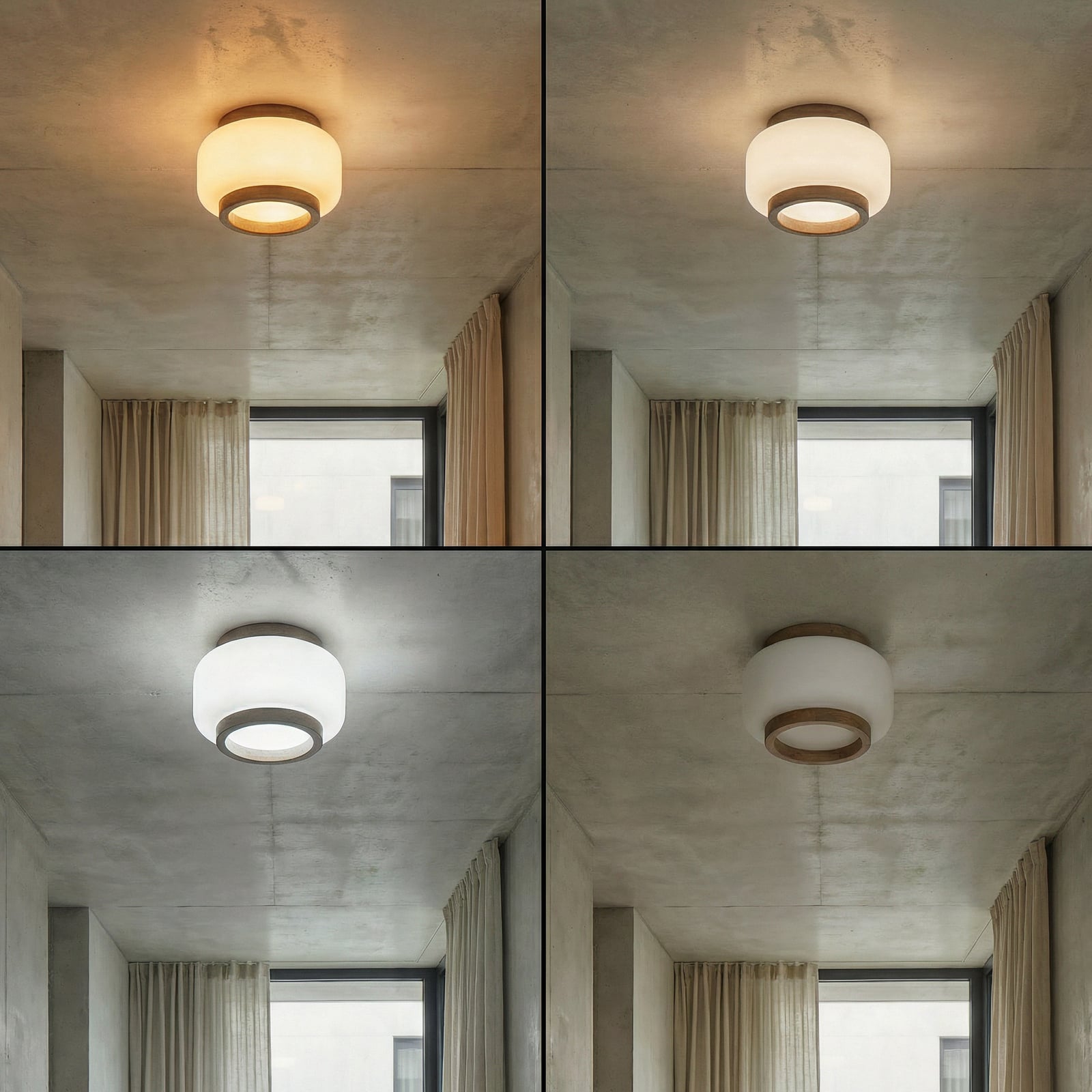 Shiro LED plafondlamp, Ø 28 cm, hout/glas, CCT - Quitani