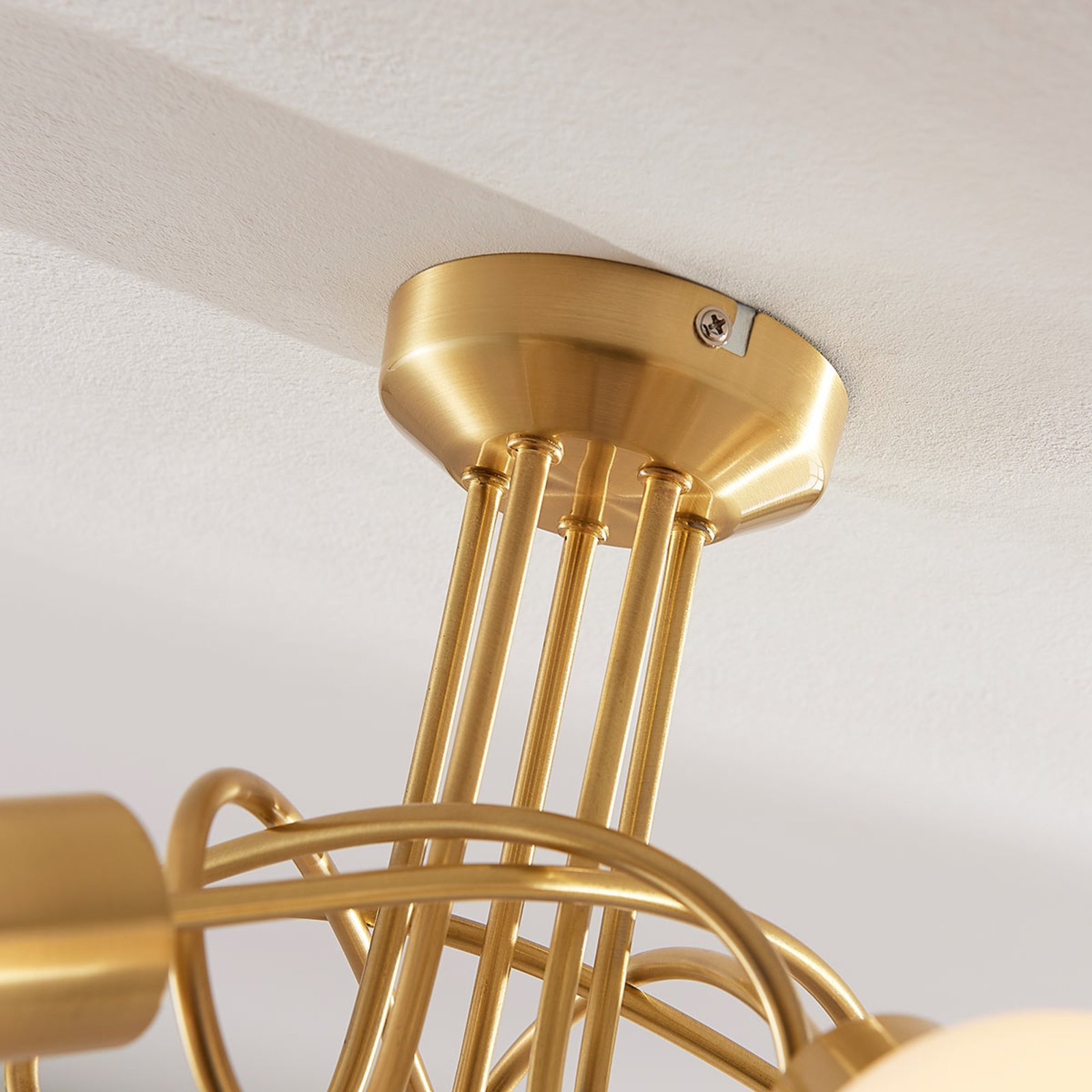 Elaina 5 Plafondlamp Brass/Opal - Lindby