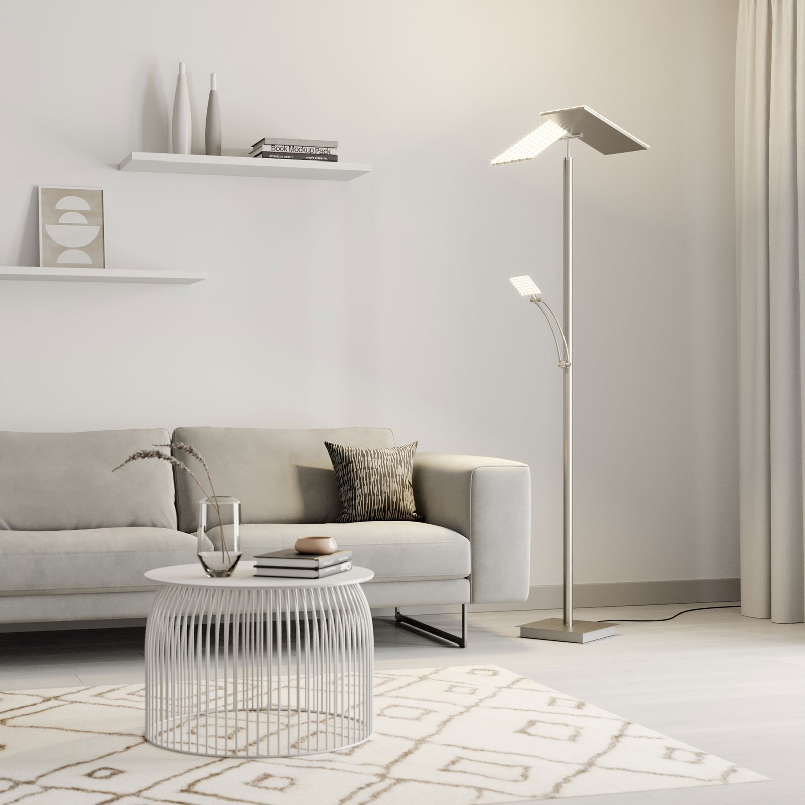 Parthena LED Candeeiro de Pé Nickel - Lucande