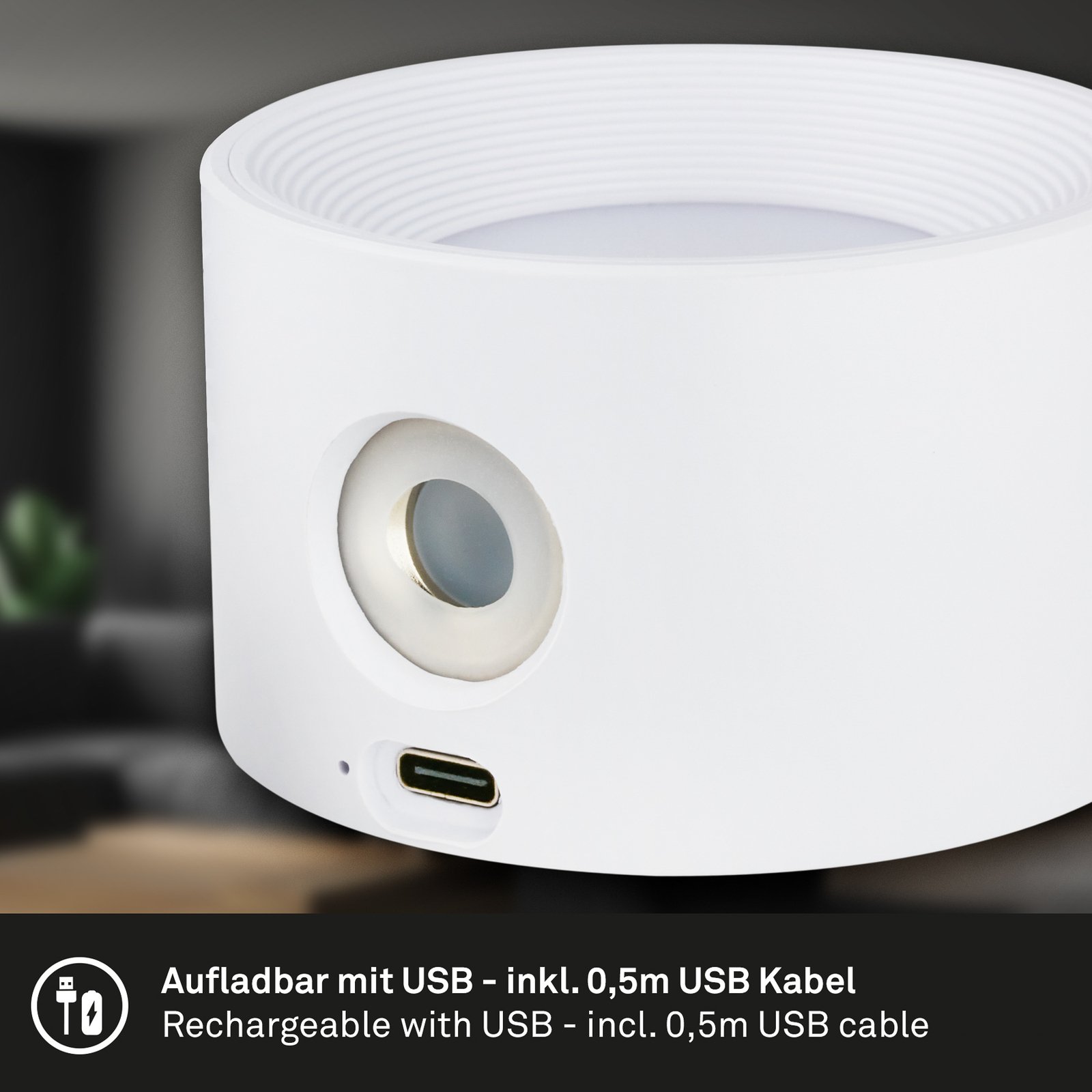 LED-es újratölthető fali lámpa Tari, fehér, CCT, érintéses dimmer, USB