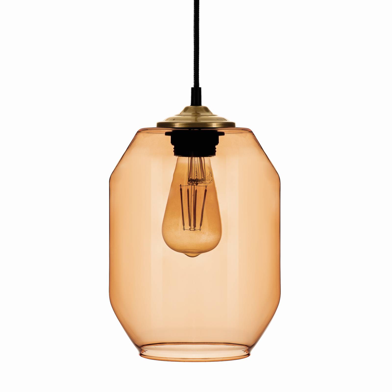 E-shop Závesná lampa Barrel ručne fúkané, svetlohnedá