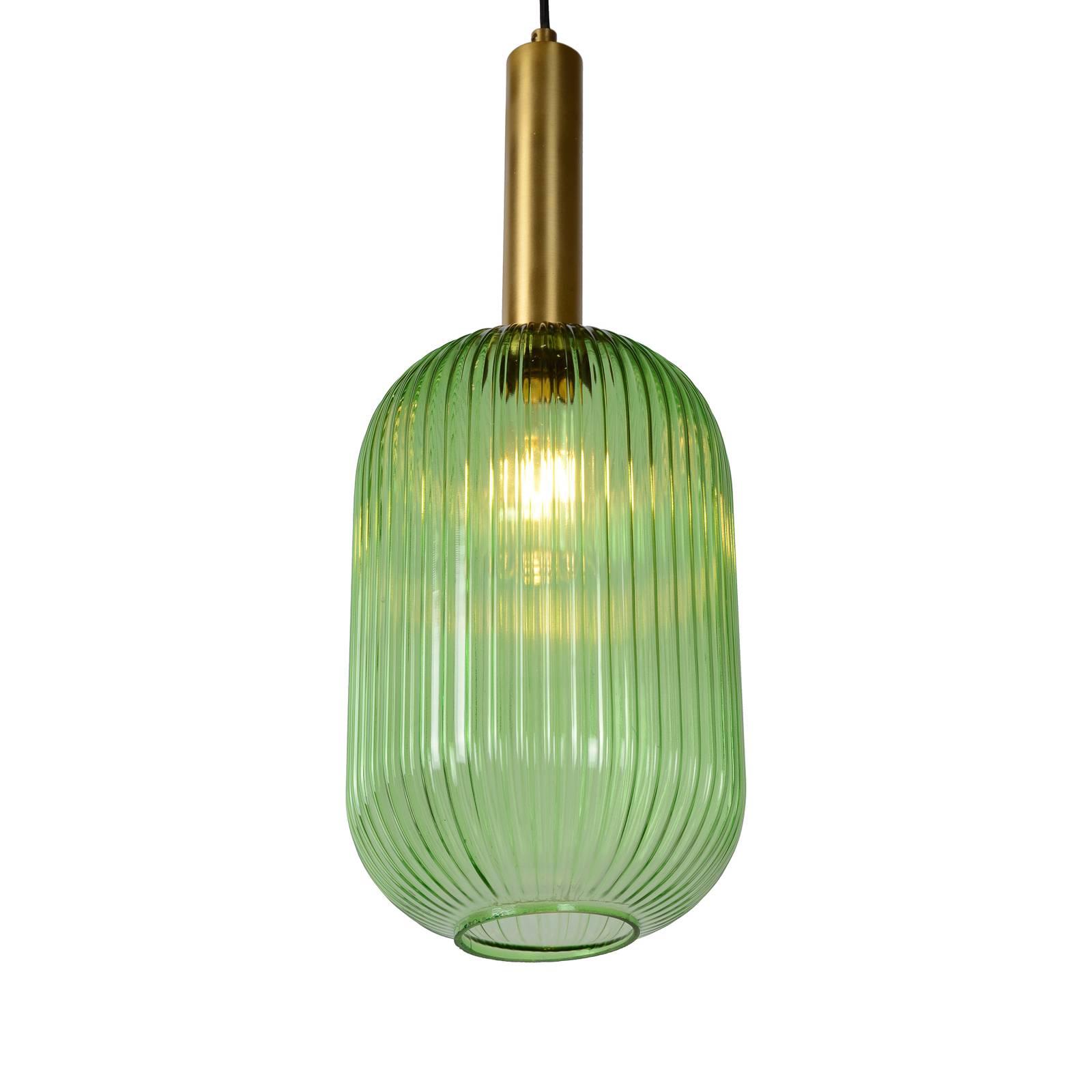 Lucide Maloto glas-hængelampe Ø 20 cm grøn