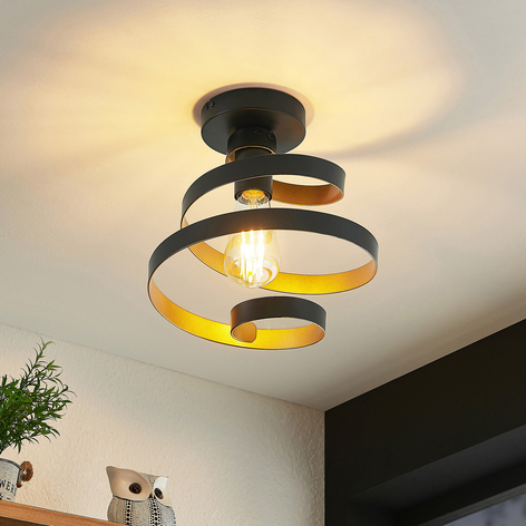 Lindby Colten ceiling light, black, gold