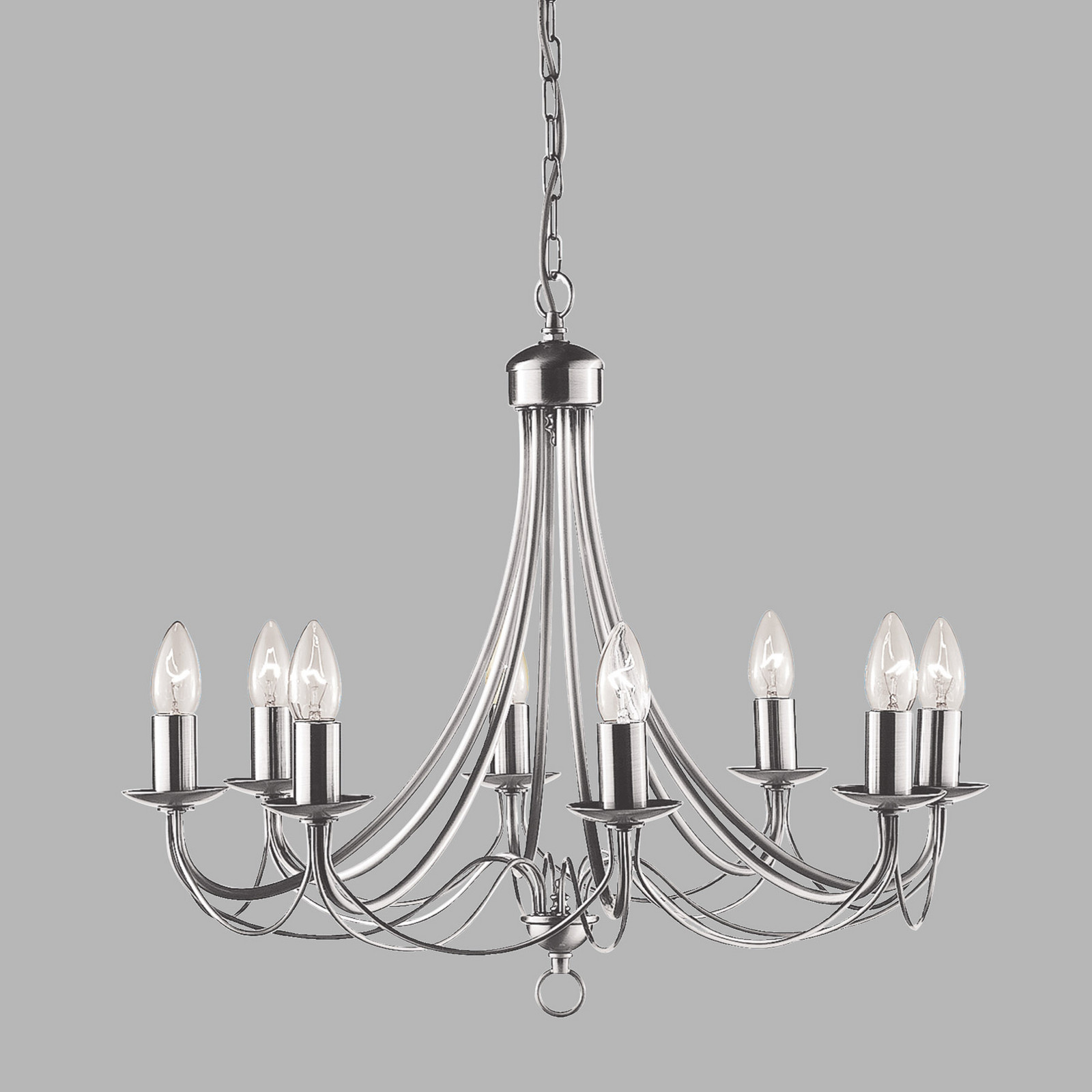 Searchlight Candelabru Maypole satin argintiu 8 becuri - Camera de zi / sufragerie - argintiu satin - Metal