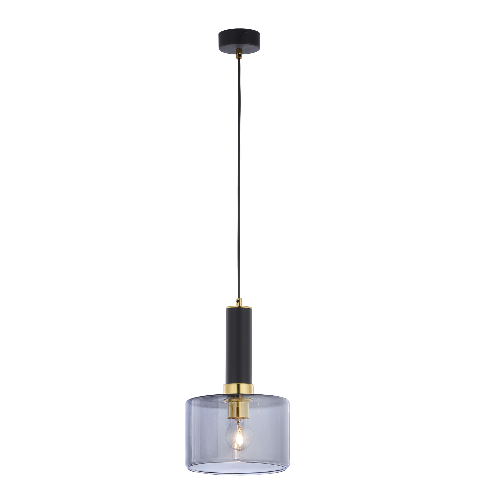 Viva hanging lamp, smoke/black/brass, 1-bulb
