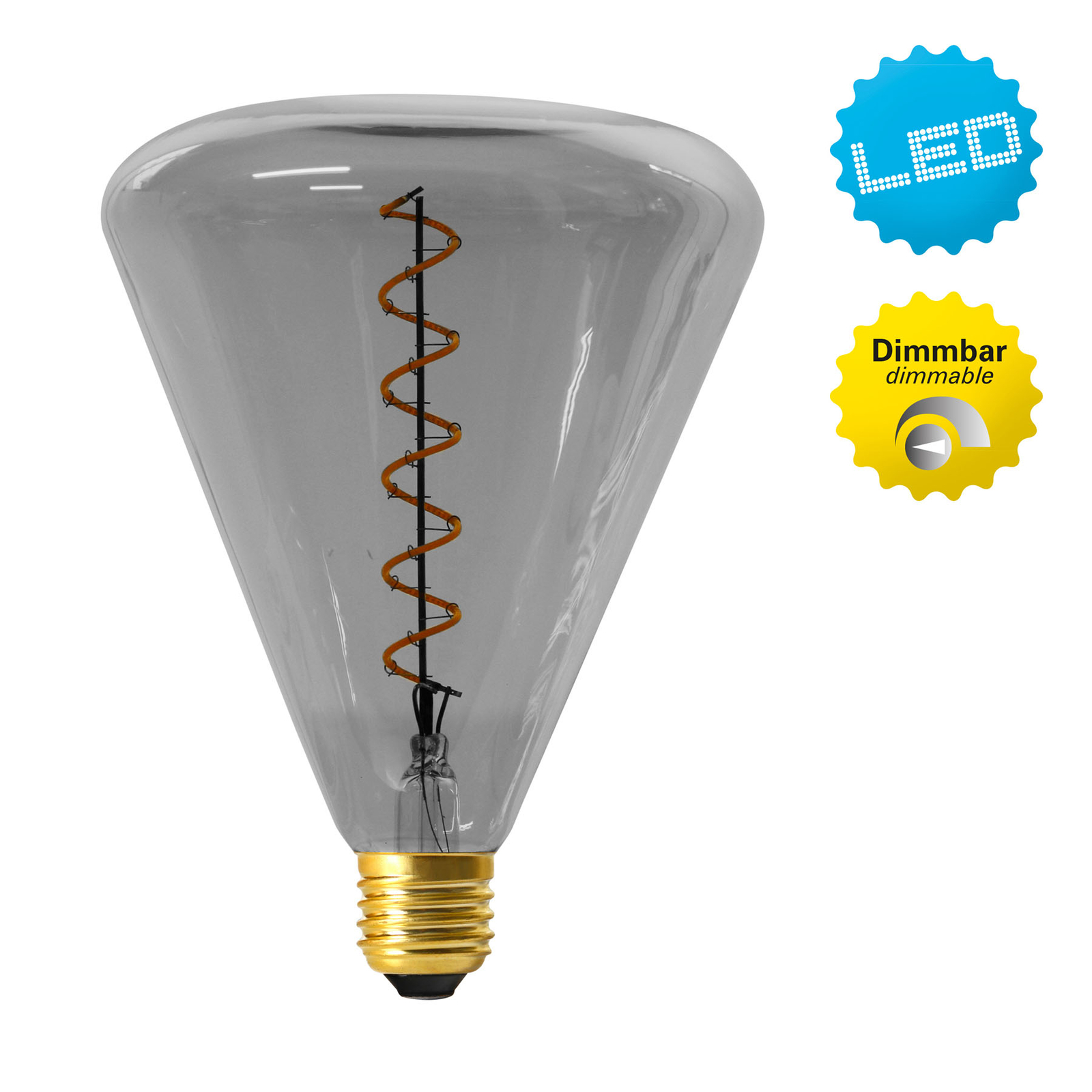 LED-Lampe Dilly E27 4W 2200K dimmbar, grau getönt