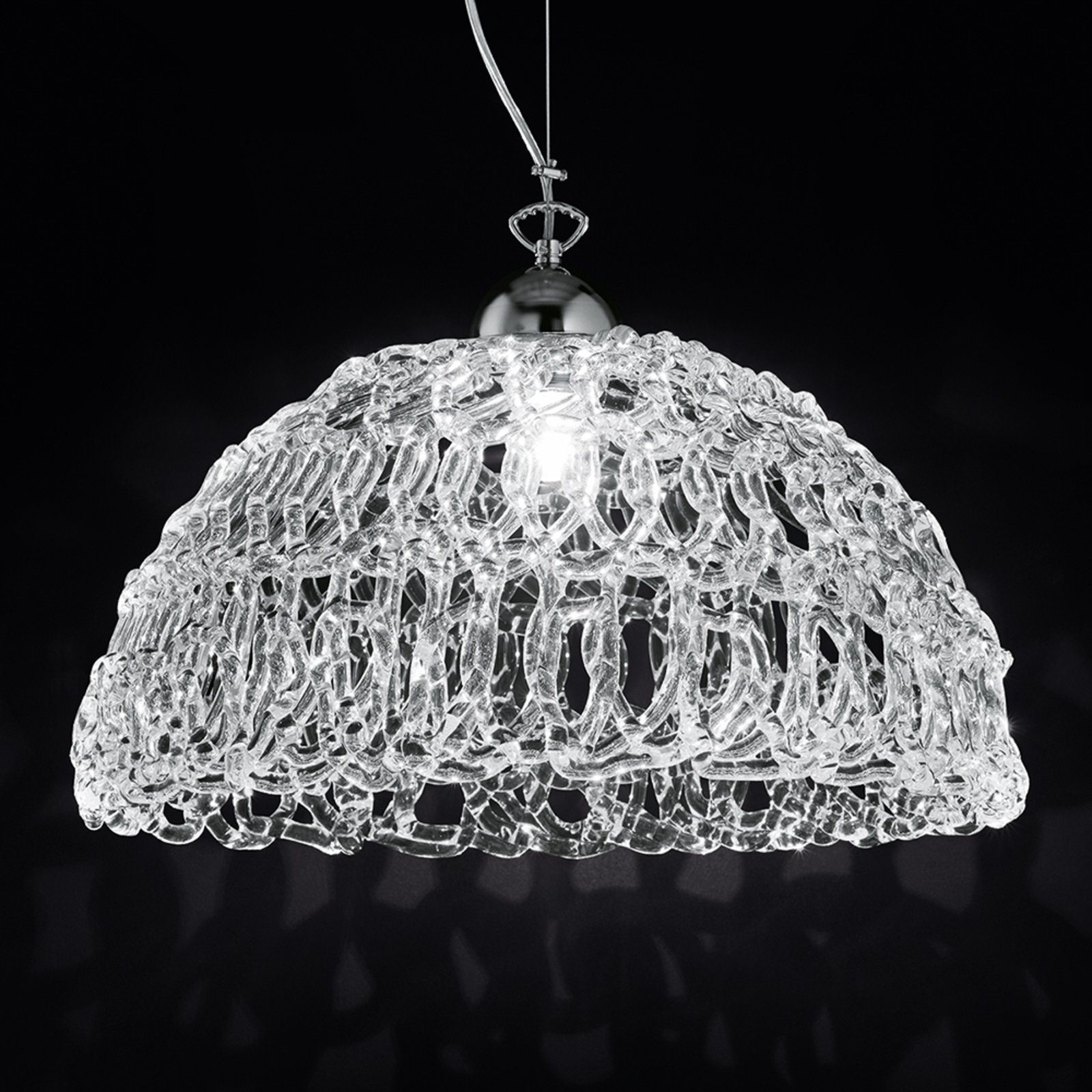 Transparente Glas-Hängeleuchte Cobweb, 46 cm