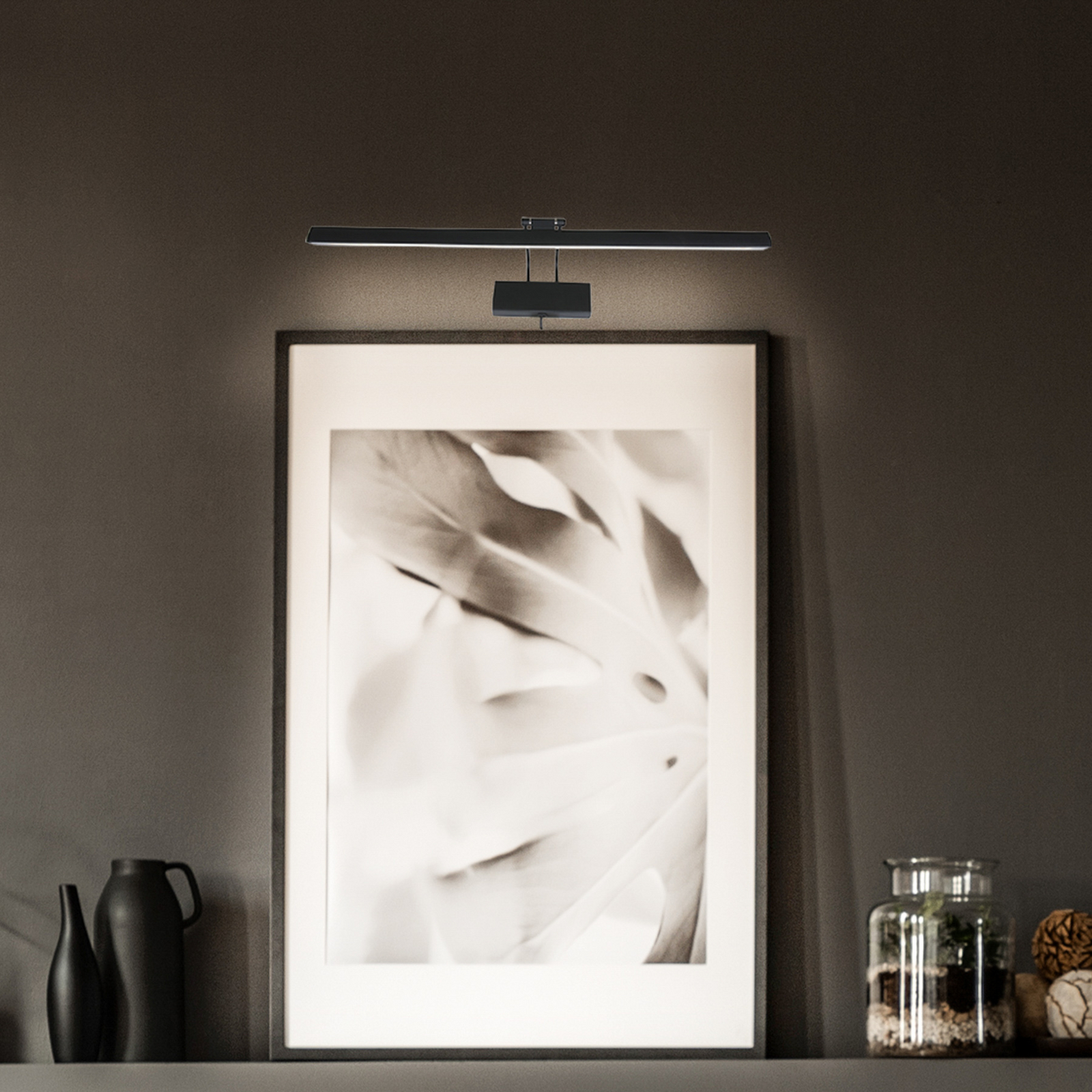 Φωτιστικό τοίχου LED Litho, μαύρο, μέταλλο, CCT, πλάτος 60 cm