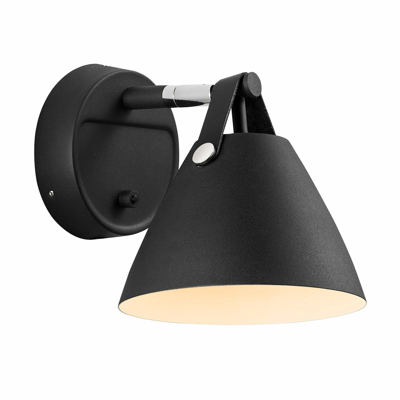 Aplique de pared Strap con correa de cuero, negra