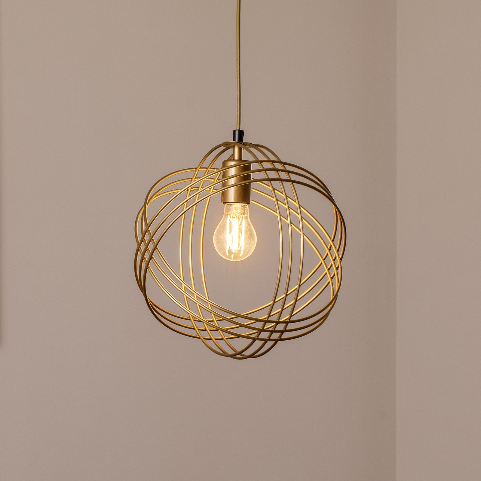 Mekik pendant light, old gold, metal, Ø 28 cm