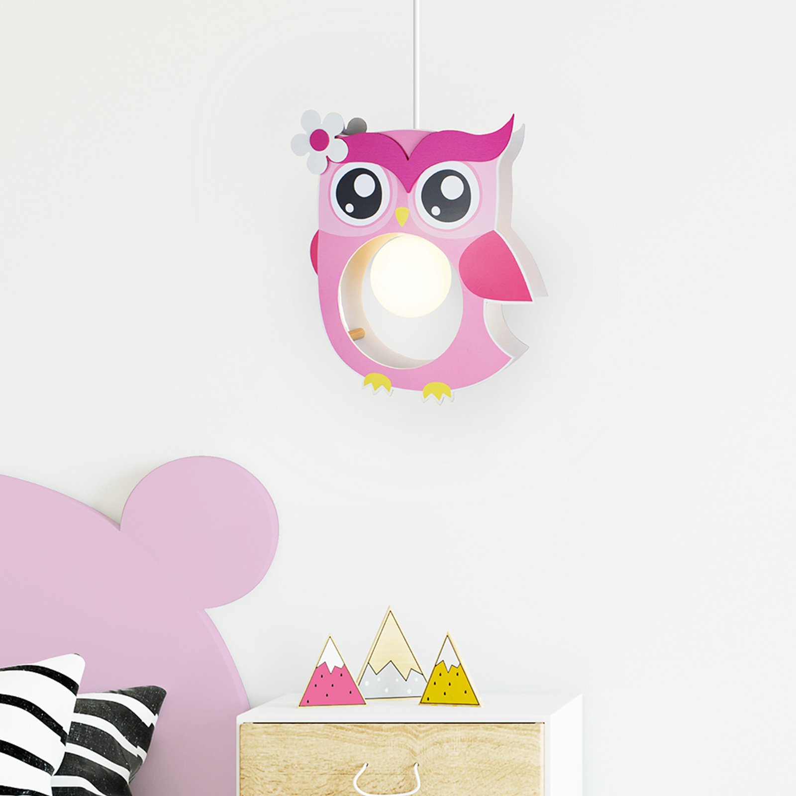 Children's's hanging light Erna in the shape of an owl