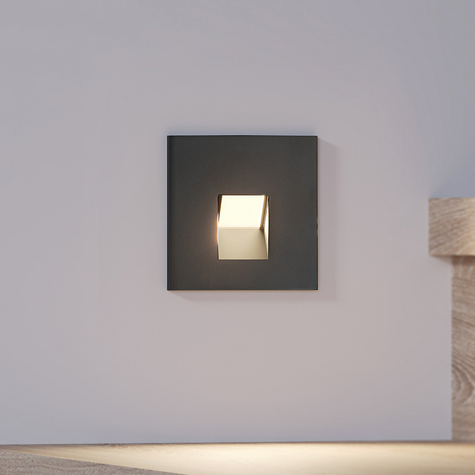 Arcchio Vexi LED Inbyggdsvägglampa H7, svart från Arcchio