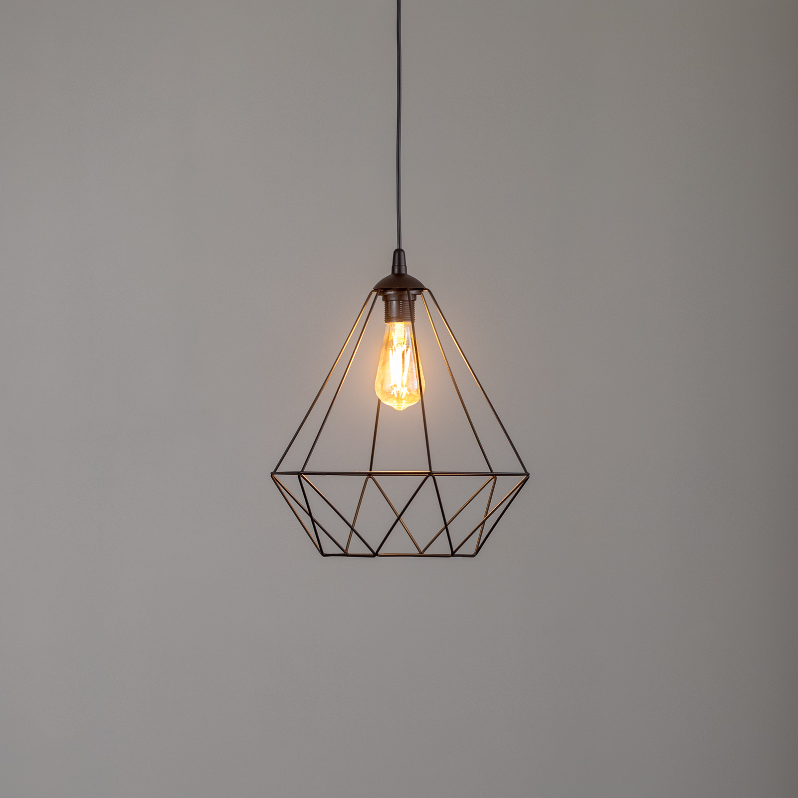 Basket hanging light, black, one-bulb