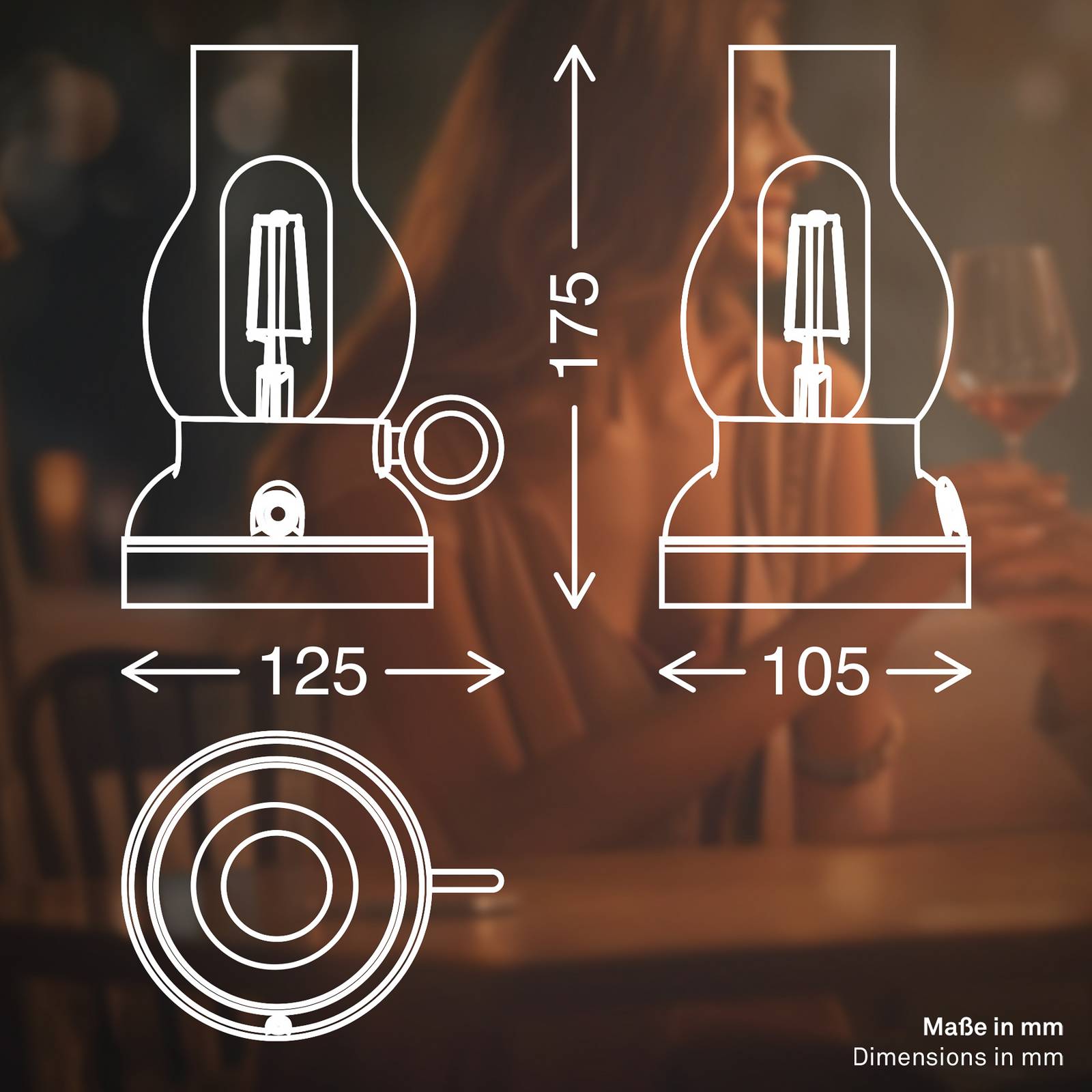 Lampa stołowa LED z akumulatorem Brilo unplugged Kanea, beżowa, wysokość 18 cm
