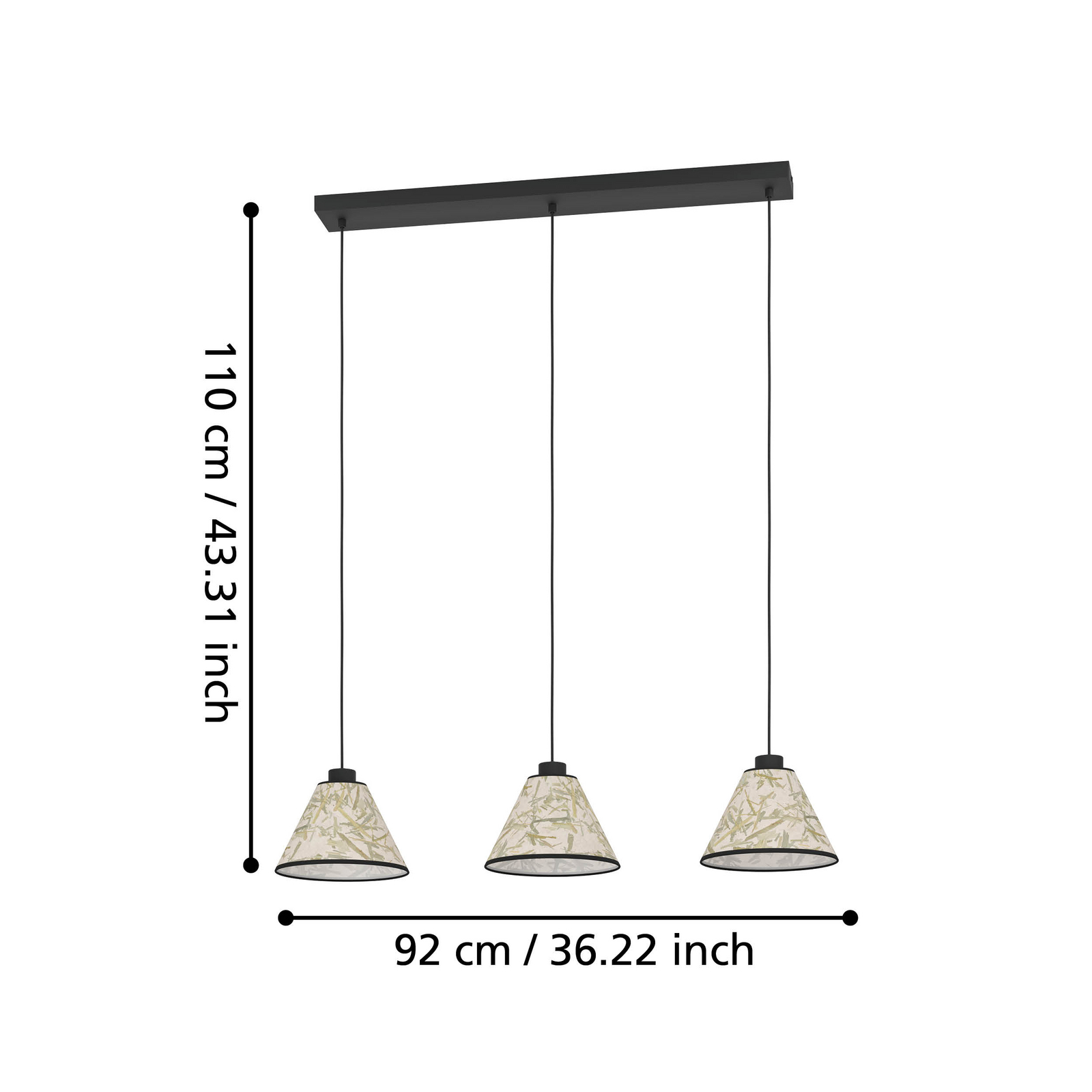 Oxpark hengelampe, lengde 92 cm, grønn/hvit/svart, 3 lyskilder. Oxpark hengelampe, lengde 92 cm, grønn/hvit/svart, 3 lyskilder.