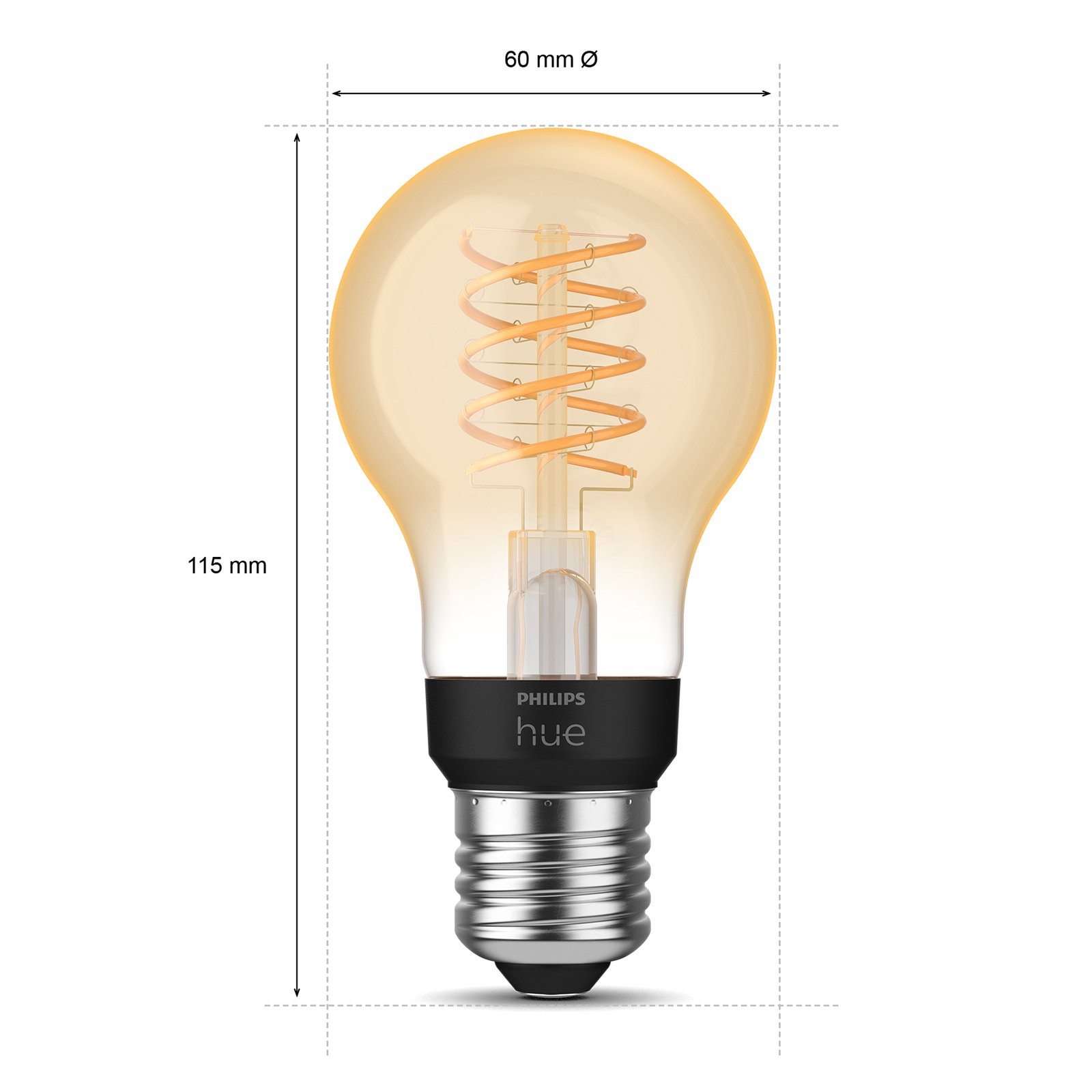 3x Philips Hue White E27 7W Filament A60 550lm