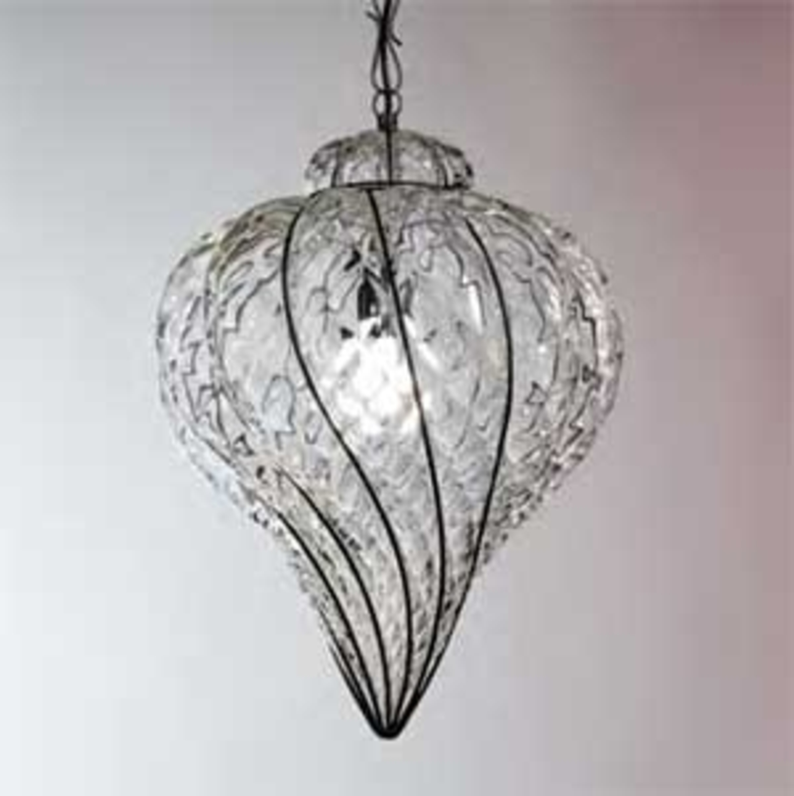 Siru Distinctive GOCCIA hanging light hand-blown, 25 cm, for Living / Dining Room, glass, stainless steel, 150 W, energy efficiency: A++, H: 37 cm