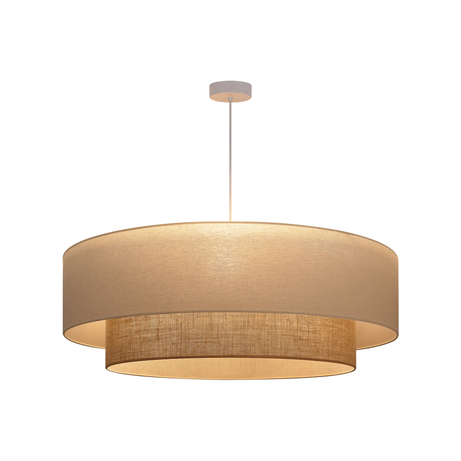 Lampada a sospensione Boho, beige/iuta, Ø 80 cm, tessuto, E27 - Duolla