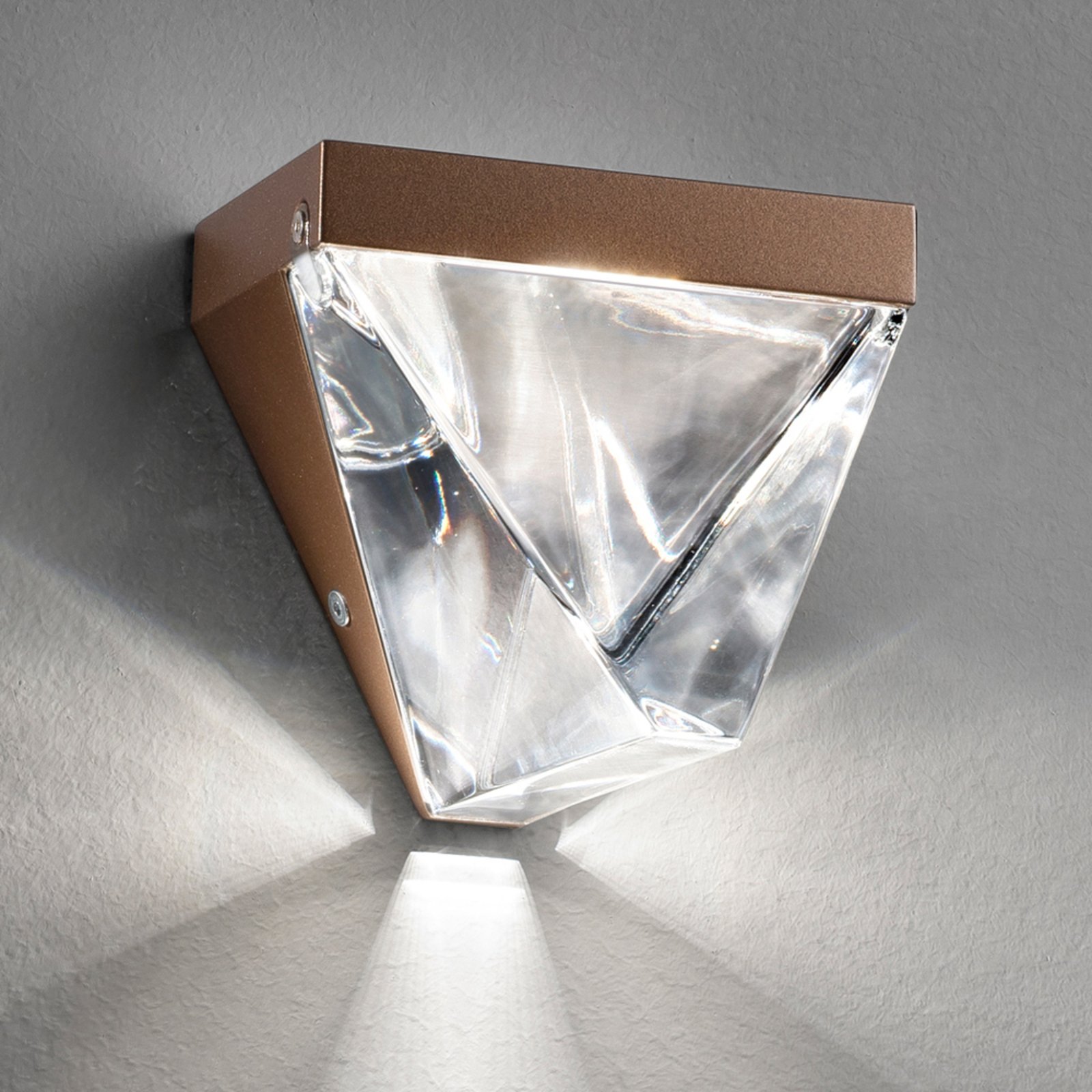 Fabbian Tripla - LED-kristallvägglampa, brons