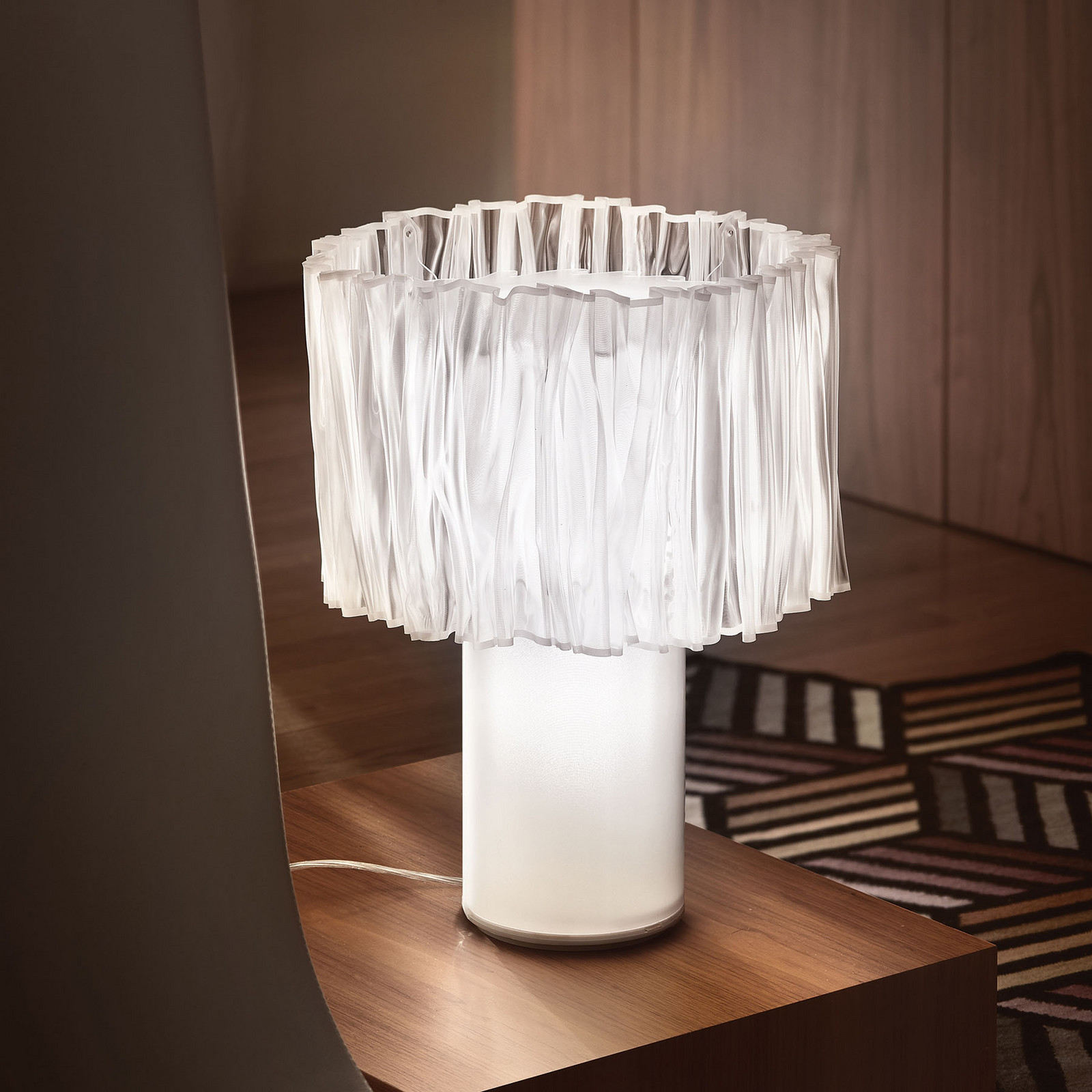 Slamp Transparente, Branco Candeeiro De Mesa Accordéon Table Prisma