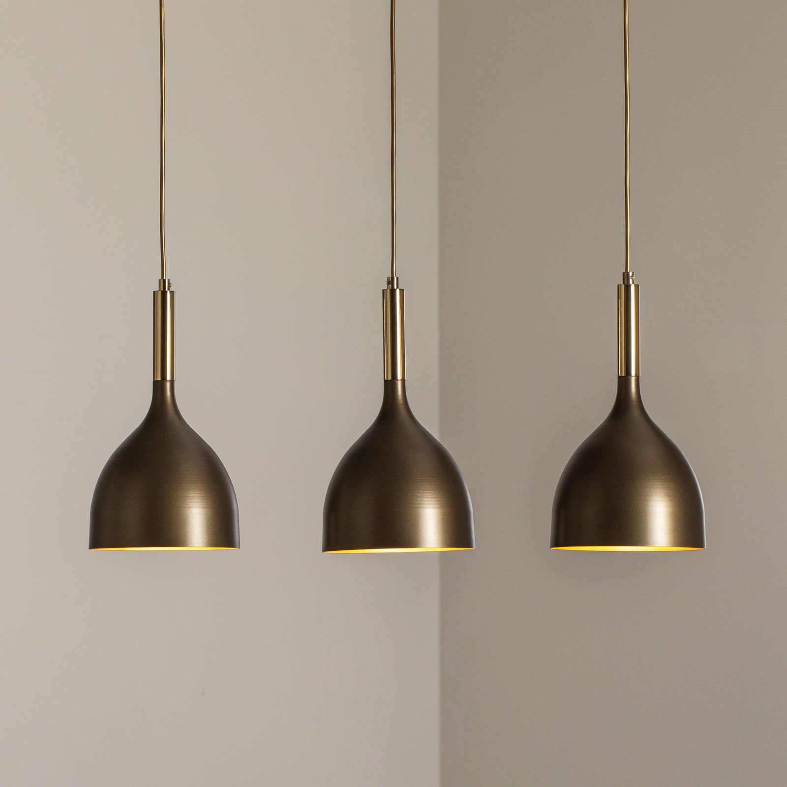Luminex Lampă suspendată Noak 3 becuri lungă titan-auriu/auriu oțel - Camera de zi / sufragerie - titan-auriu auriu - Metal