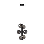 Tycho pendant light, 6-bulb black/smoky grey