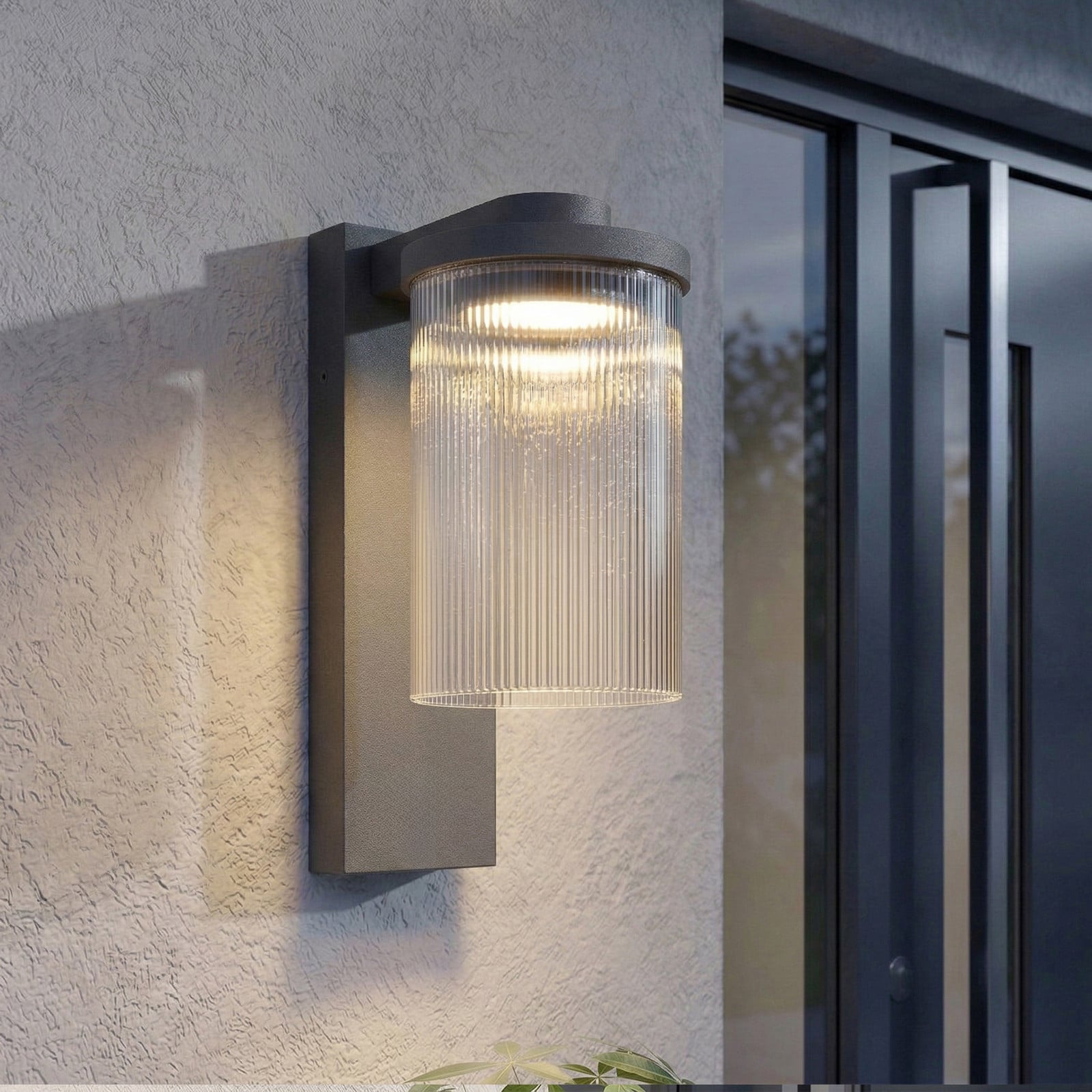 Beelia LED-utomhusvägglampa, IP65, glas, aluminium, antracit Lucande - Terrass - Modern - Med en ljuskälla | Produkter - Utomhusbelysning | Lampspecialisterna