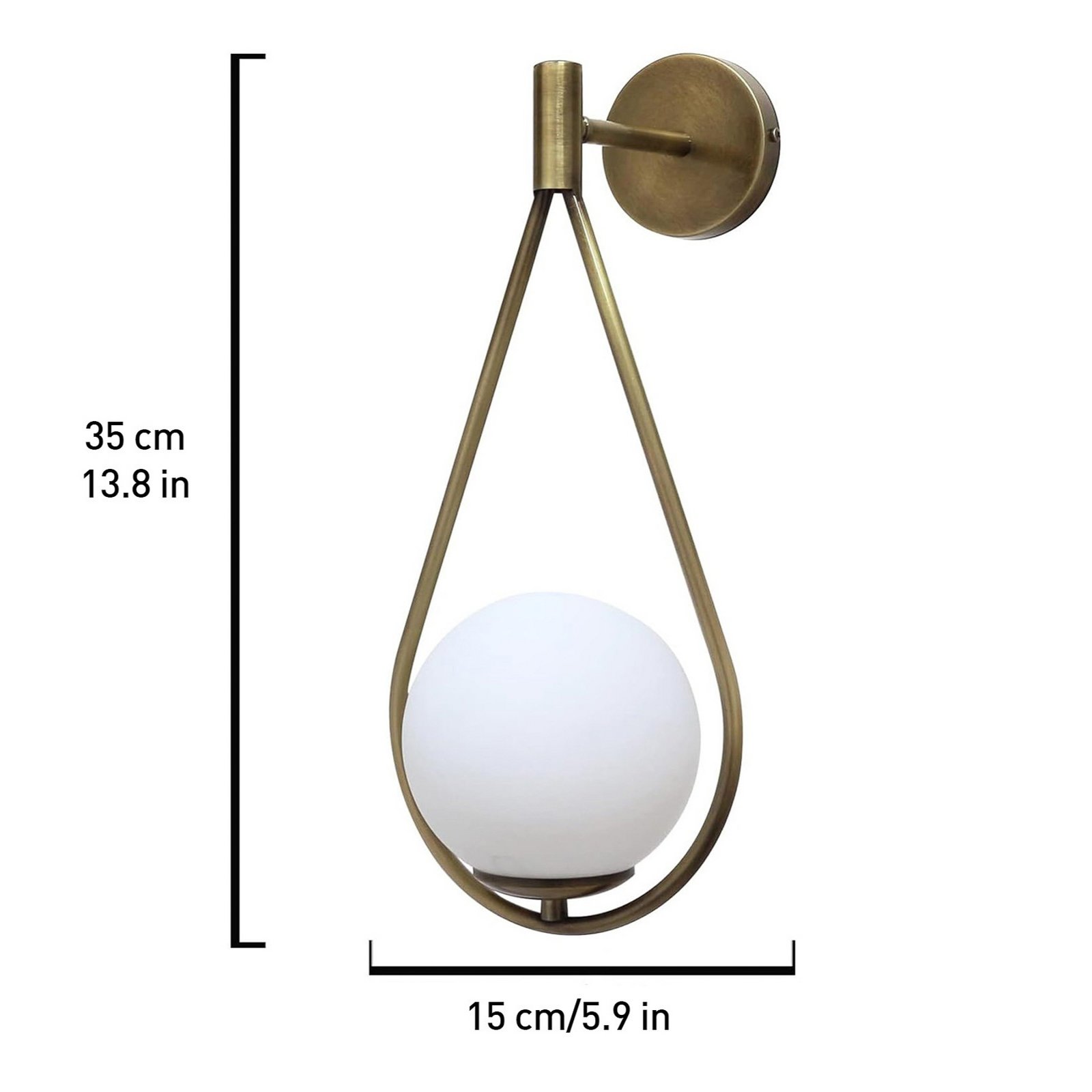 Revenna wall light, brushed brass metal Height 35 cm