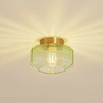 Lindby ceiling light Hildur, green, glass, Ø 22 cm