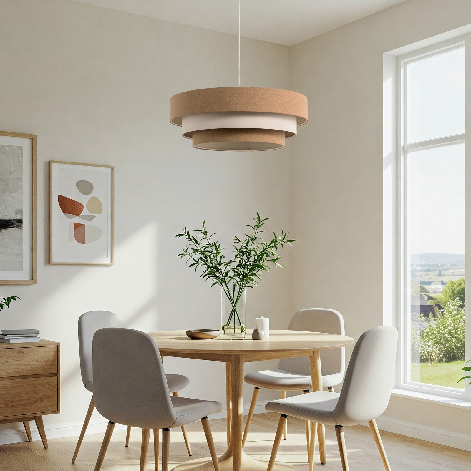 Triniti pendant light, beige/cream, Ø 60 cm, textile Triniti pendant light, beige/cream, Ø 60 cm, textile