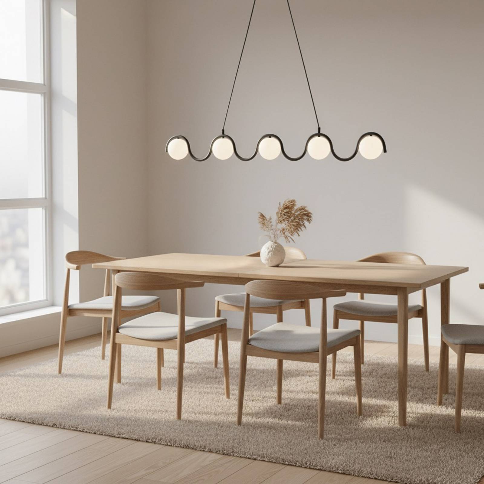 Hängeleuchte Sinus 5, schwarz/opal, Glas, Länge 110 cm günstig online kaufen