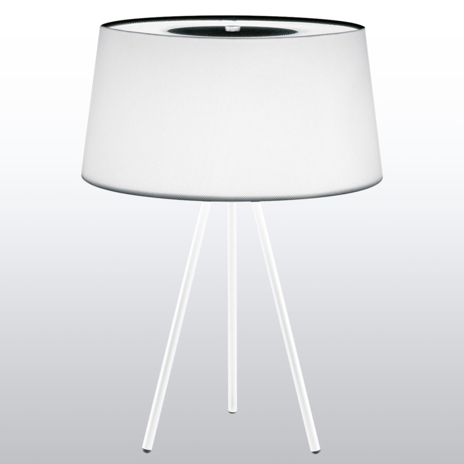 Førsteklasses bordlampe TRIPOD, hvid / hvidt stel