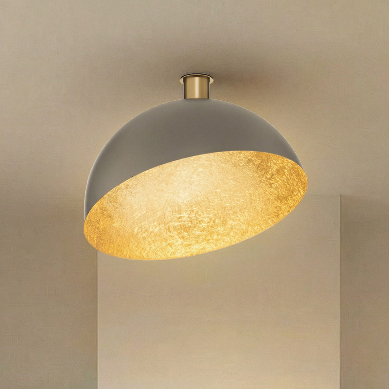SIGMA Plafonieră Sfera Ø 50 cm gri-maro/auriu metal E27 - Camera de zi / sufragerie - taupe auriu
