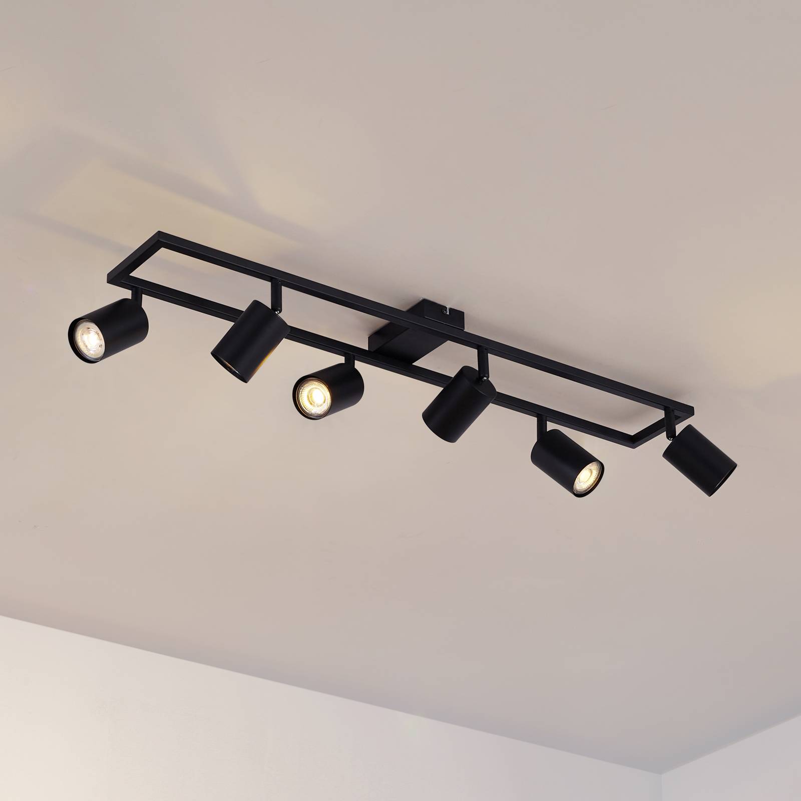 Lindby Deckenstrahler Bravius, schwarz, 6-flammig, Eisen günstig online kaufen