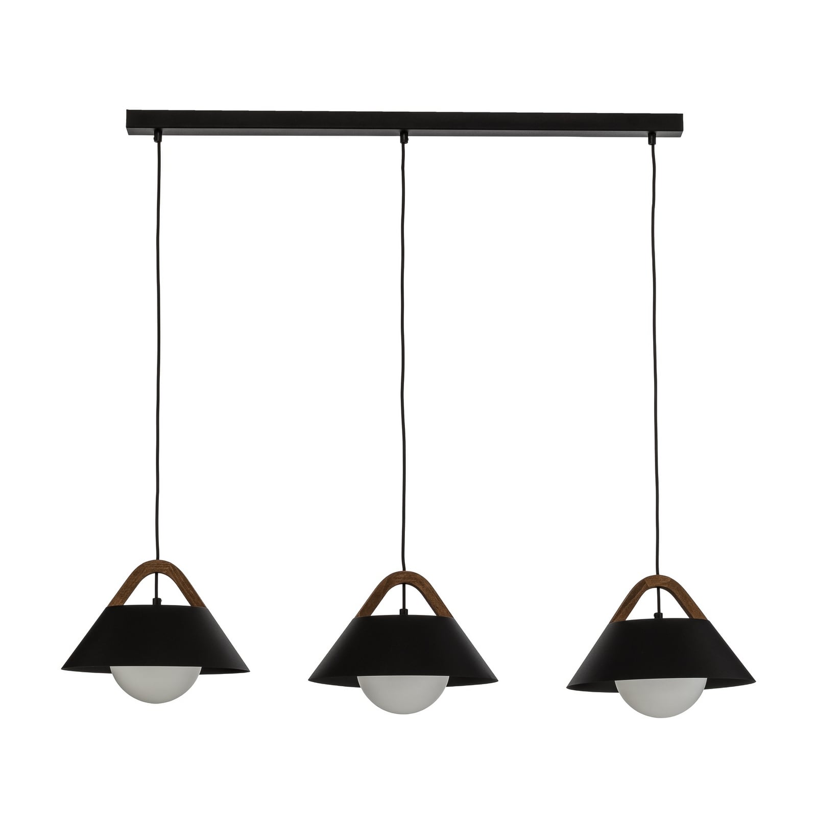 Żyrandol Funda, czarna, długość 110 cm, 3-punktowy, metal/szkło Żyrandol Funda, czarna, długość 110 cm, 3-punktowy, metal/szkło