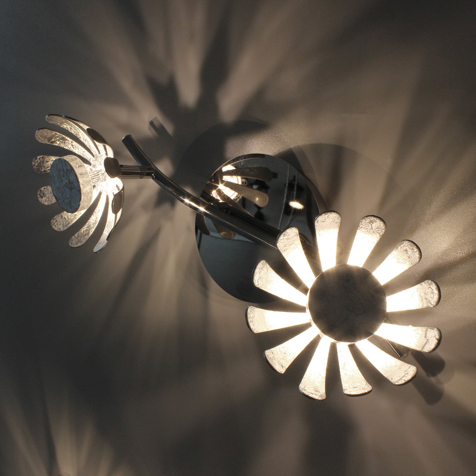 LED-wandlamp Bloom 2-lamps zilver