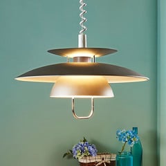 Lámpara colgante Nadija de Lindby, gris, 43 cm, regulable en altura, E27