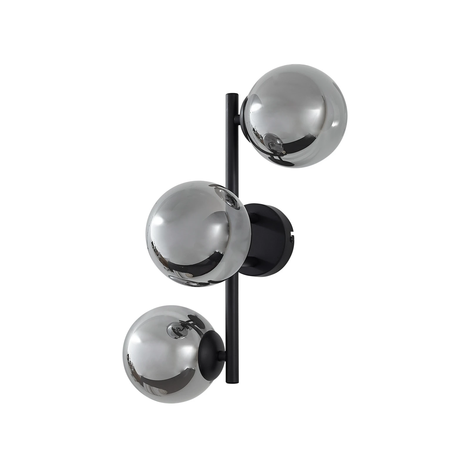 Applique murale Lindby Orbelia, noir, à 3 lampes, verre, G9