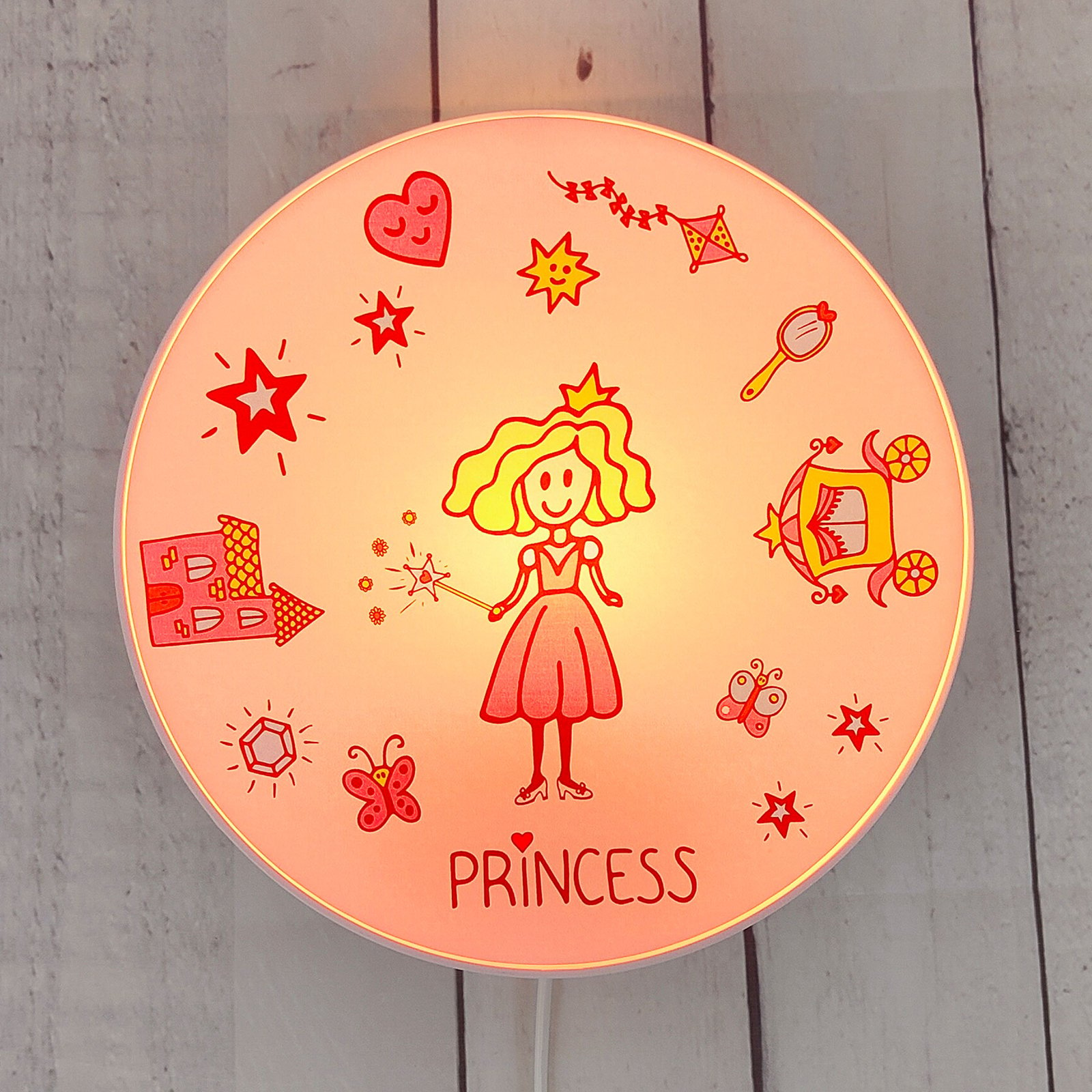 Nástěnné světlo Princess s vypínačem a zástrčkou