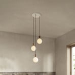 Tala viseća lampa Triple Pendant okrugla, E27 opal, bijela/orah