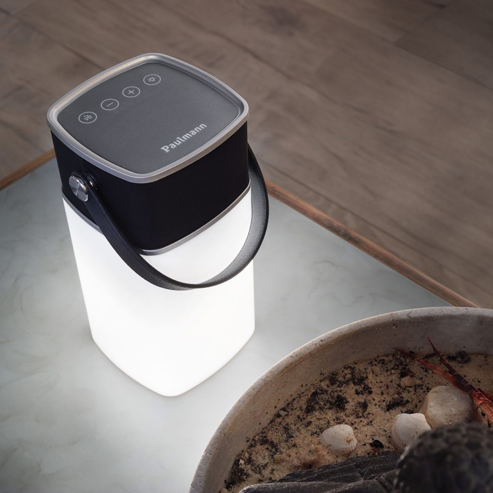 Paulmann Clutch table lamp battery Bluetooth sound, plastic, 1.3 W, W: 9.5 cm, H: 15 cm