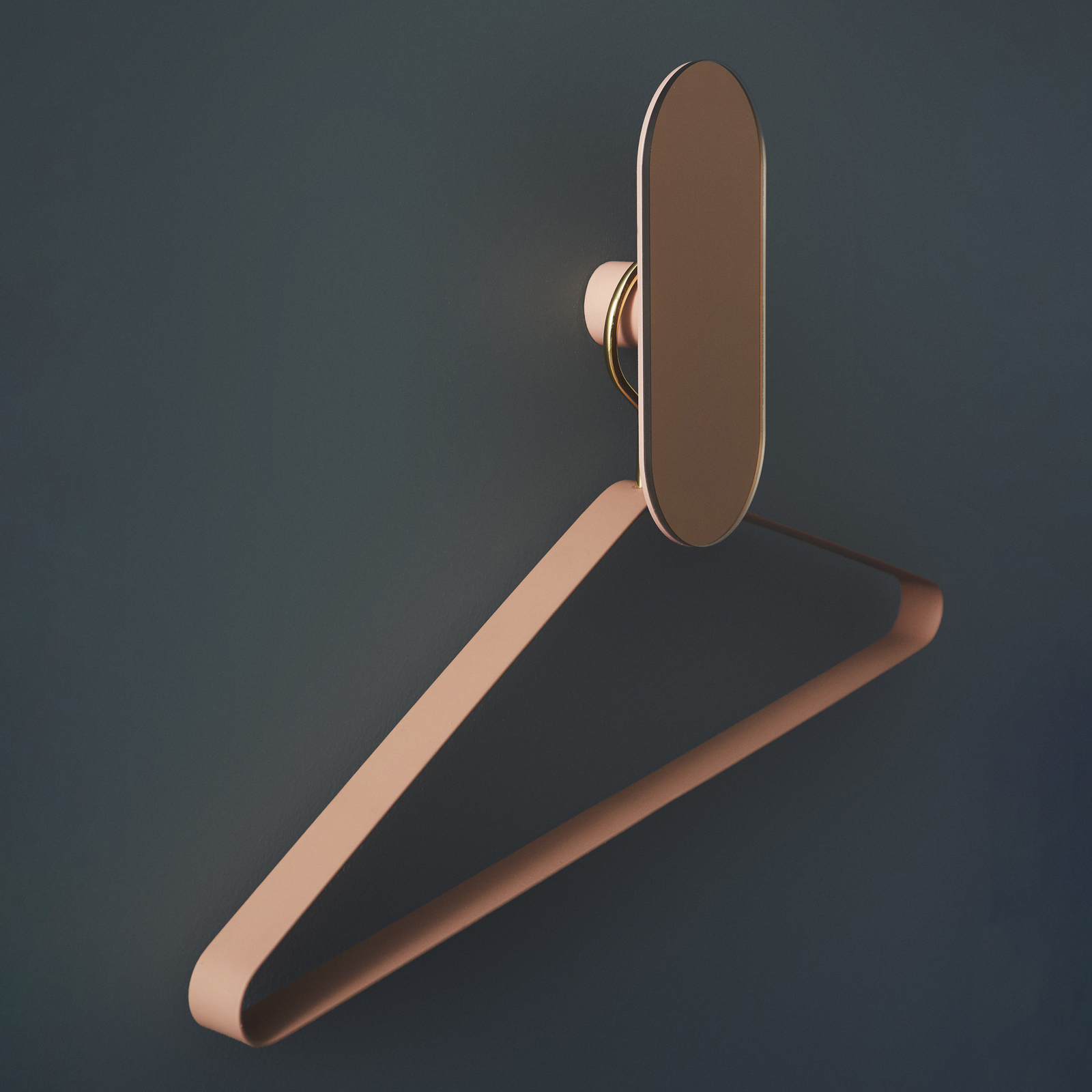 AYTM wall hook Ovali, mirror, pink, glass, wood, steel