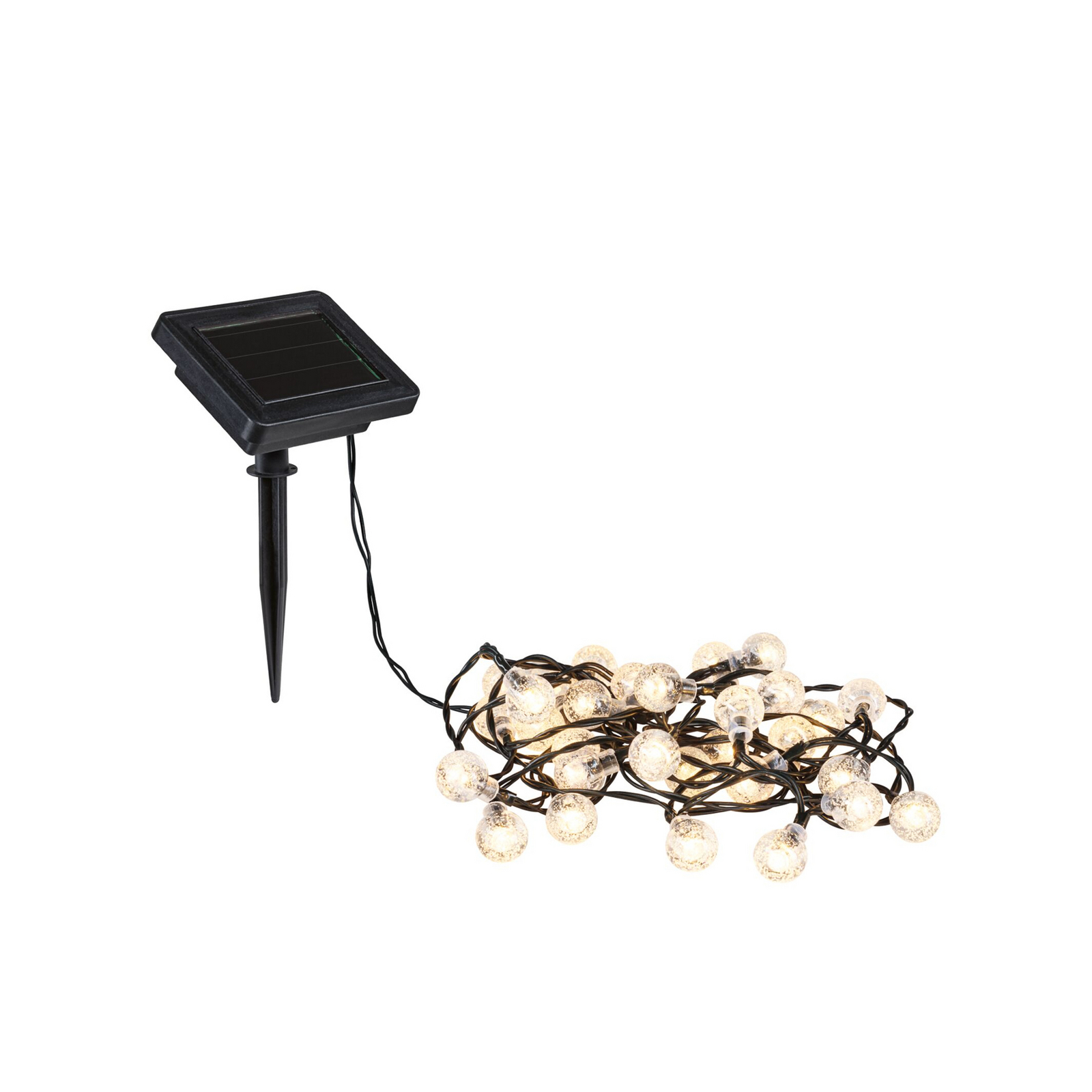 Paulmann LED-solcellsljusljusslinga Soala, IP44 svart, 30 lampor